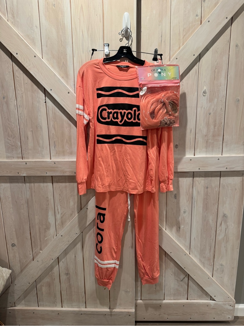 Adults Size M Crayola Coral Costume Set w/ Matching Hair Ponytail- Custom Made